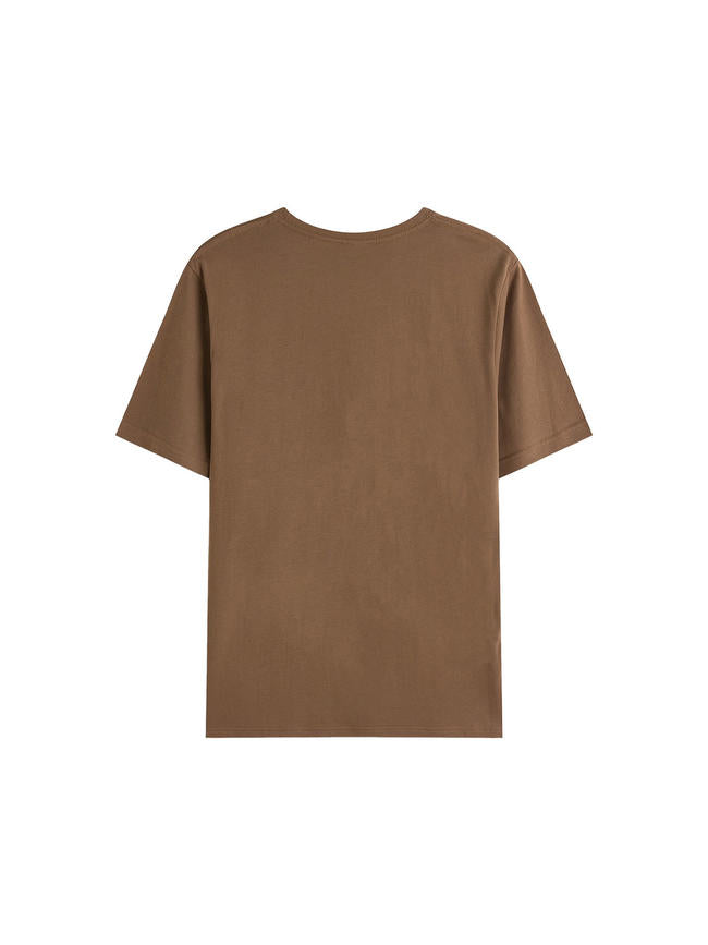 1001# T-shirt(Marron) en coton 220 g à manches courtes – Impression simple face (verso)
