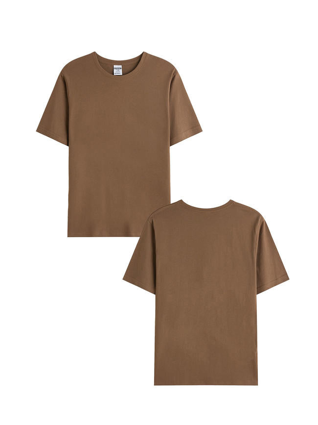 1001# T-shirt(Marron) en coton 220 g à manches courtes – Impression simple face (recto)