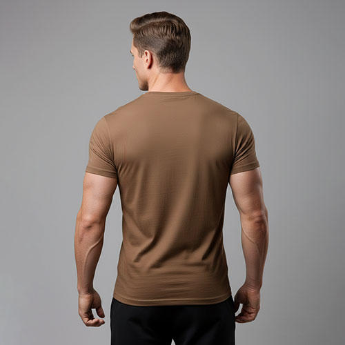 1001# T-shirt(Marron) en coton 220 g à manches courtes – Impression simple face (verso)