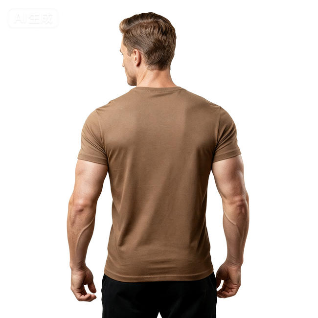 1001# T-shirt(Marron) en coton 220 g à manches courtes – Impression simple face (verso)