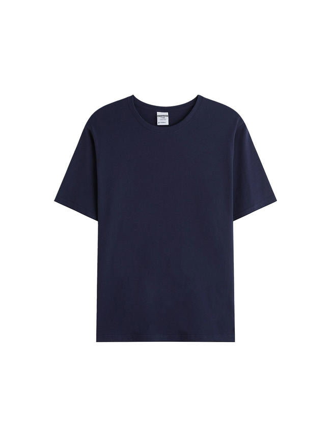 1001# T-shirt(Bleu marine) en coton 220 g à manches courtes – Impression simple face (recto)