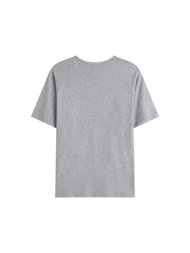 1001# T-shirt(Gris clair) en coton 220 g à manches courtes – Impression simple face (verso)
