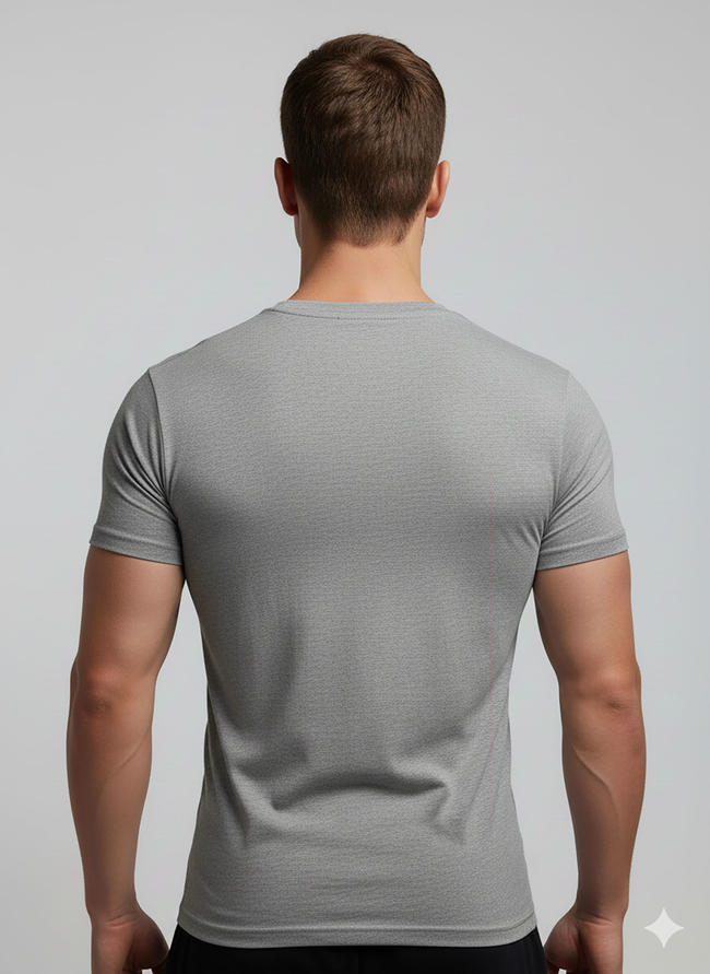 1001# T-shirt(Gris clair) en coton 220 g à manches courtes – Impression simple face (verso)