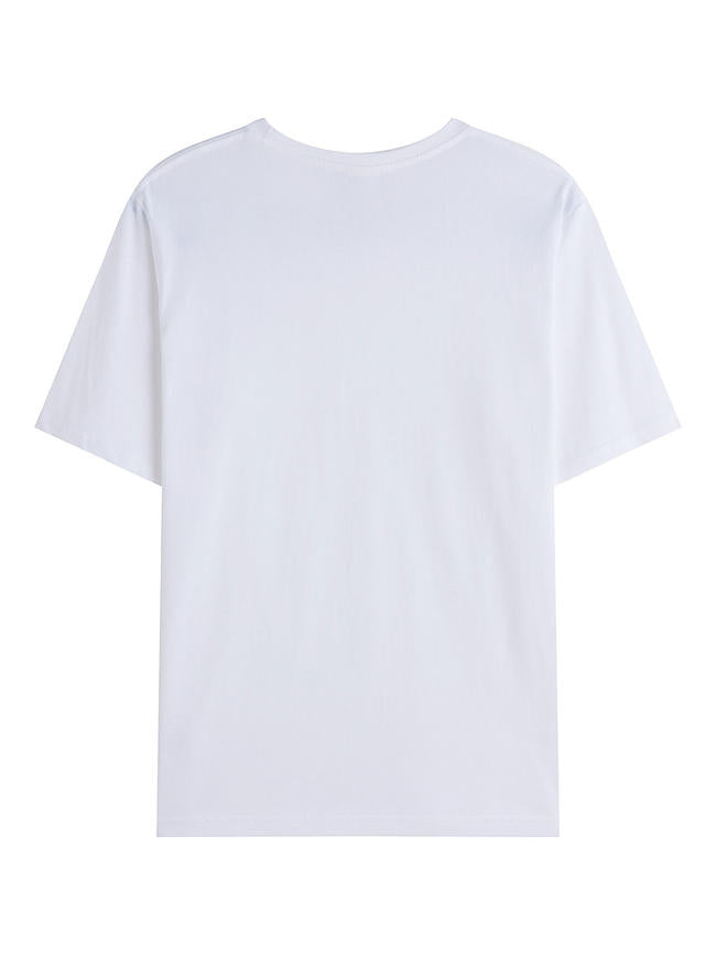 1001# T-shirt(Blanc) en coton 220 g à manches courtes – Impression simple face (recto)