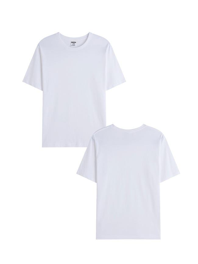 1001# T-shirt(Blanc) en coton 220 g à manches courtes – Impression simple face (recto)