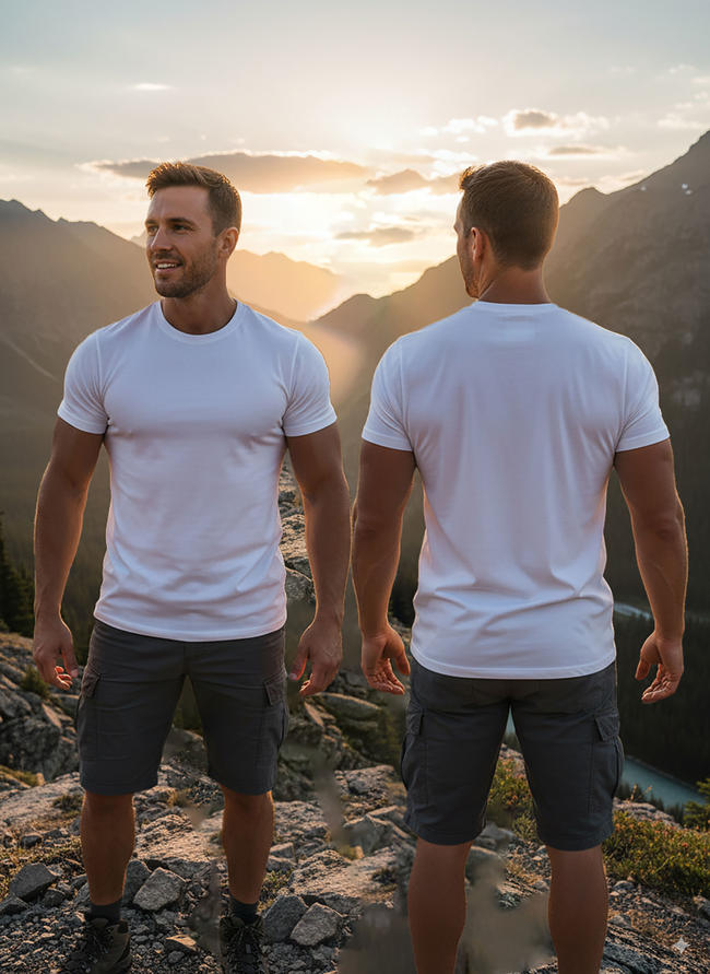 1001# T-shirt(Blanc) en coton 220 g à manches courtes – Impression simple face (verso)