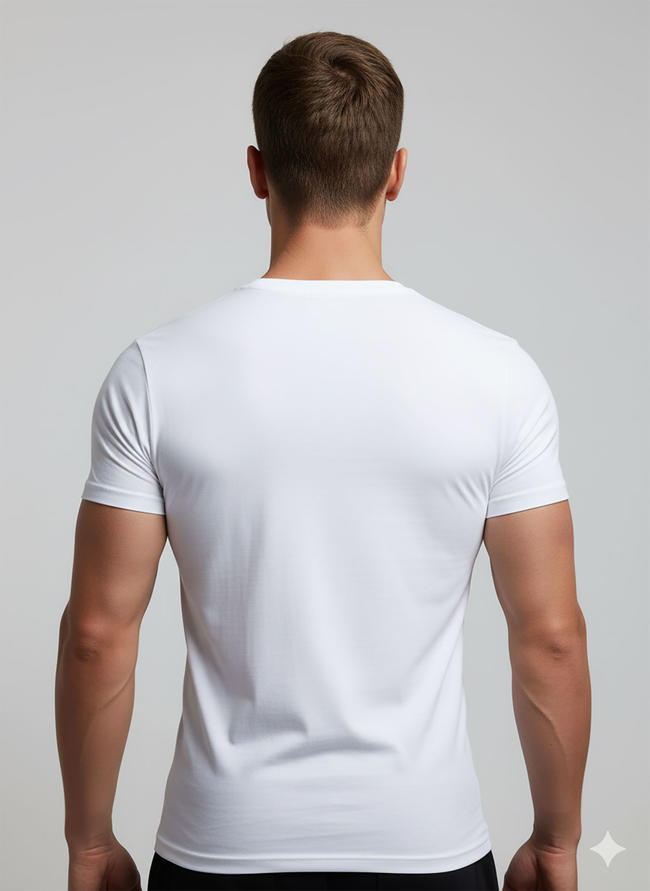 1001# T-shirt(Blanc) en coton 220 g à manches courtes – Impression simple face (verso)