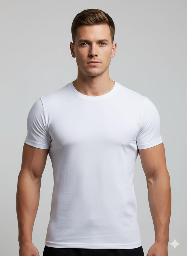 1001# T-shirt(Blanc) en coton 220 g à manches courtes – Impression simple face (verso)