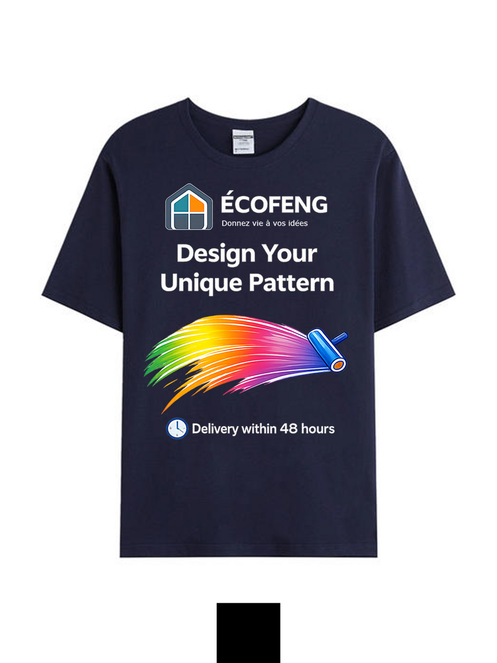 1001# T-shirt(Bleu marine) en coton 220 g à manches courtes – Impression simple face (verso)