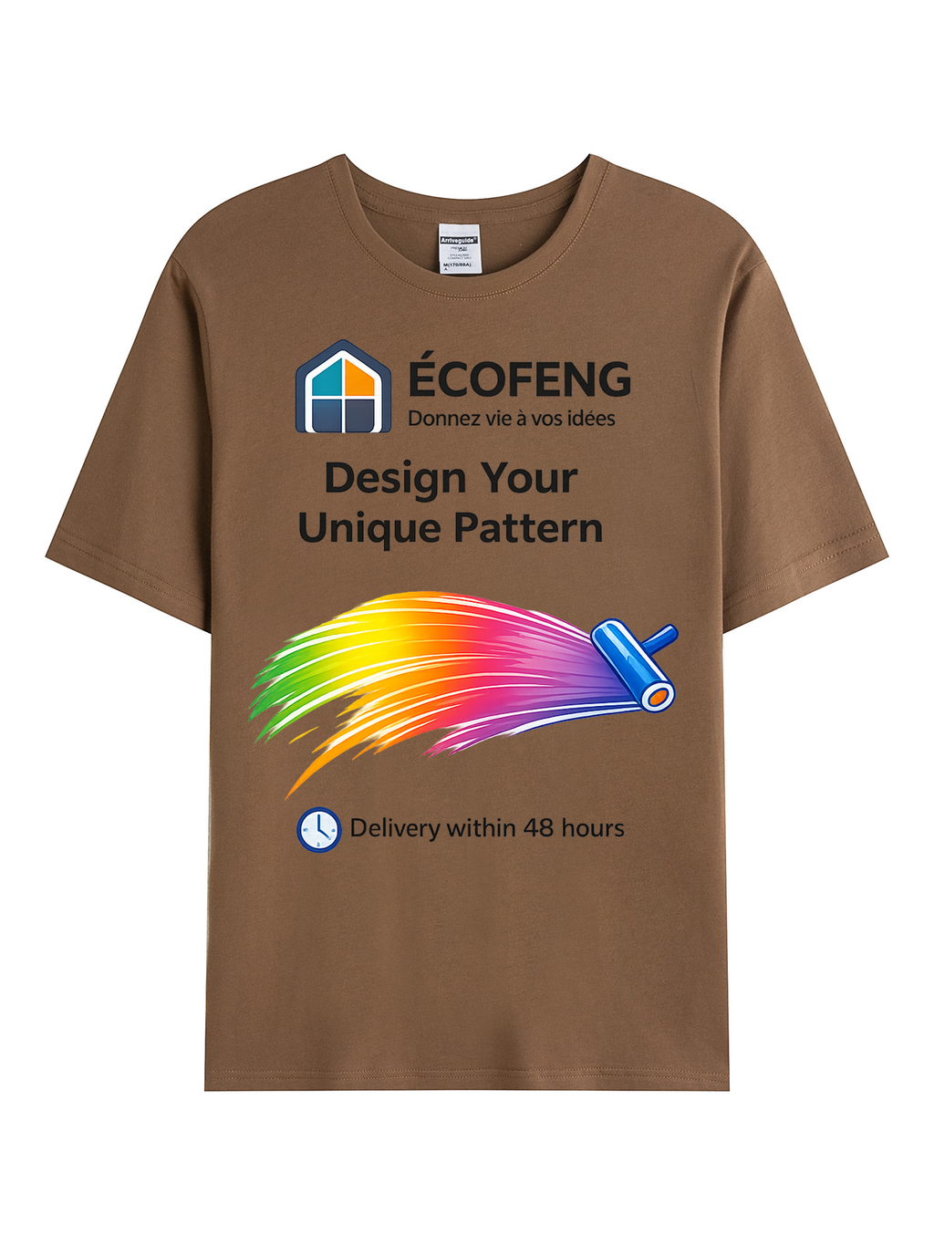 1001# T-shirt(Marron) en coton 220 g à manches courtes – Impression simple face (verso)