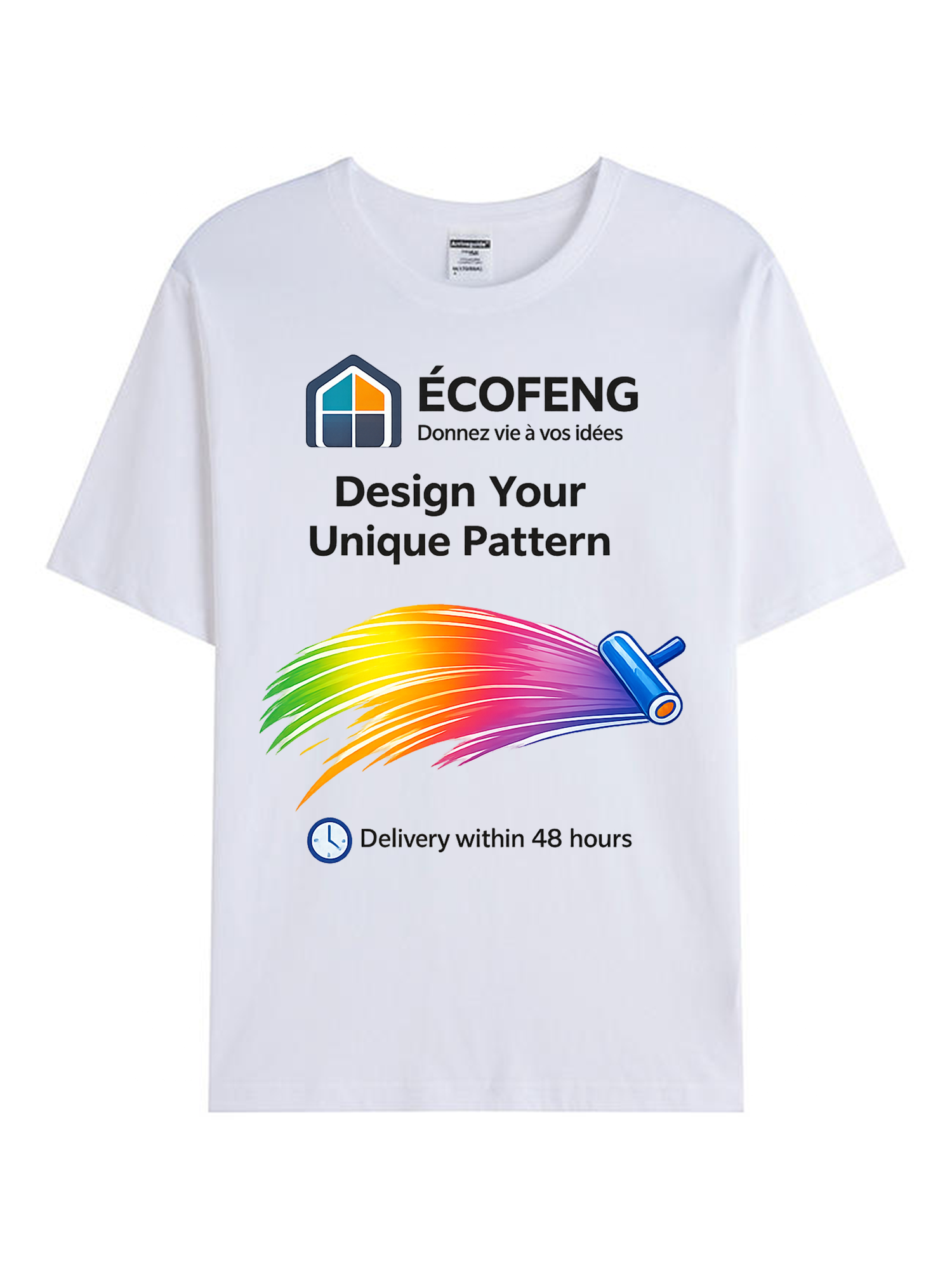 1001# T-shirt(Blanc) en coton 220 g à manches courtes – Impression simple face (recto)